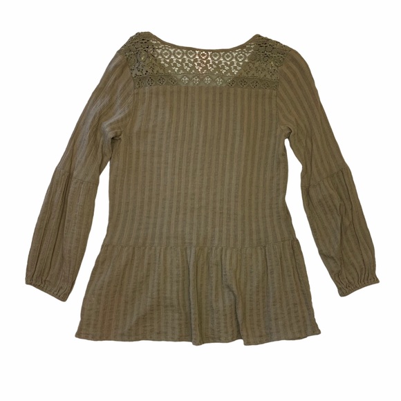 Knox Rose Olive Green Long Sleeve Crochet Blouse - Picture 3 of 16